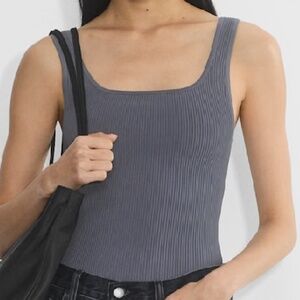 aritzia babaton Sculpt Knit Squareneck Tank - light blue color, size small